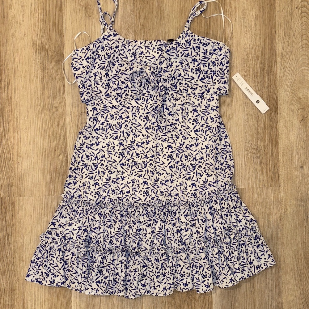 Aqua Kids Dress with Blue and White Pattern